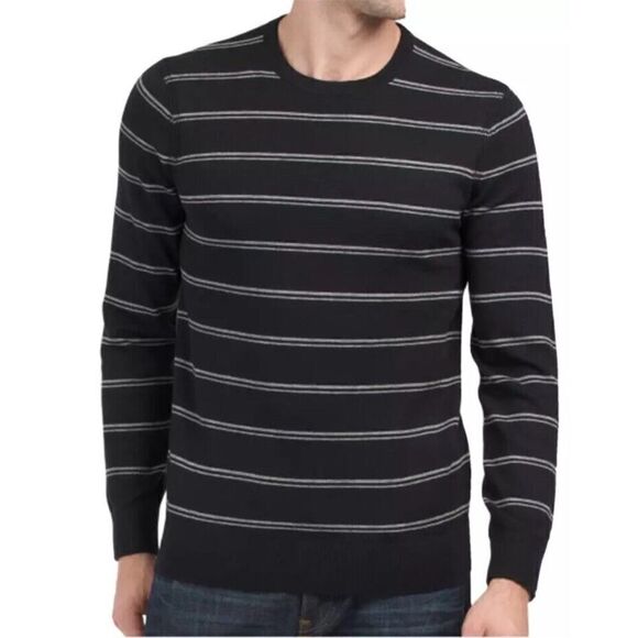 Theory Men's Riland Striped Pullover Sweater Greay Small 100% Cashmere - Picture 12 of 12